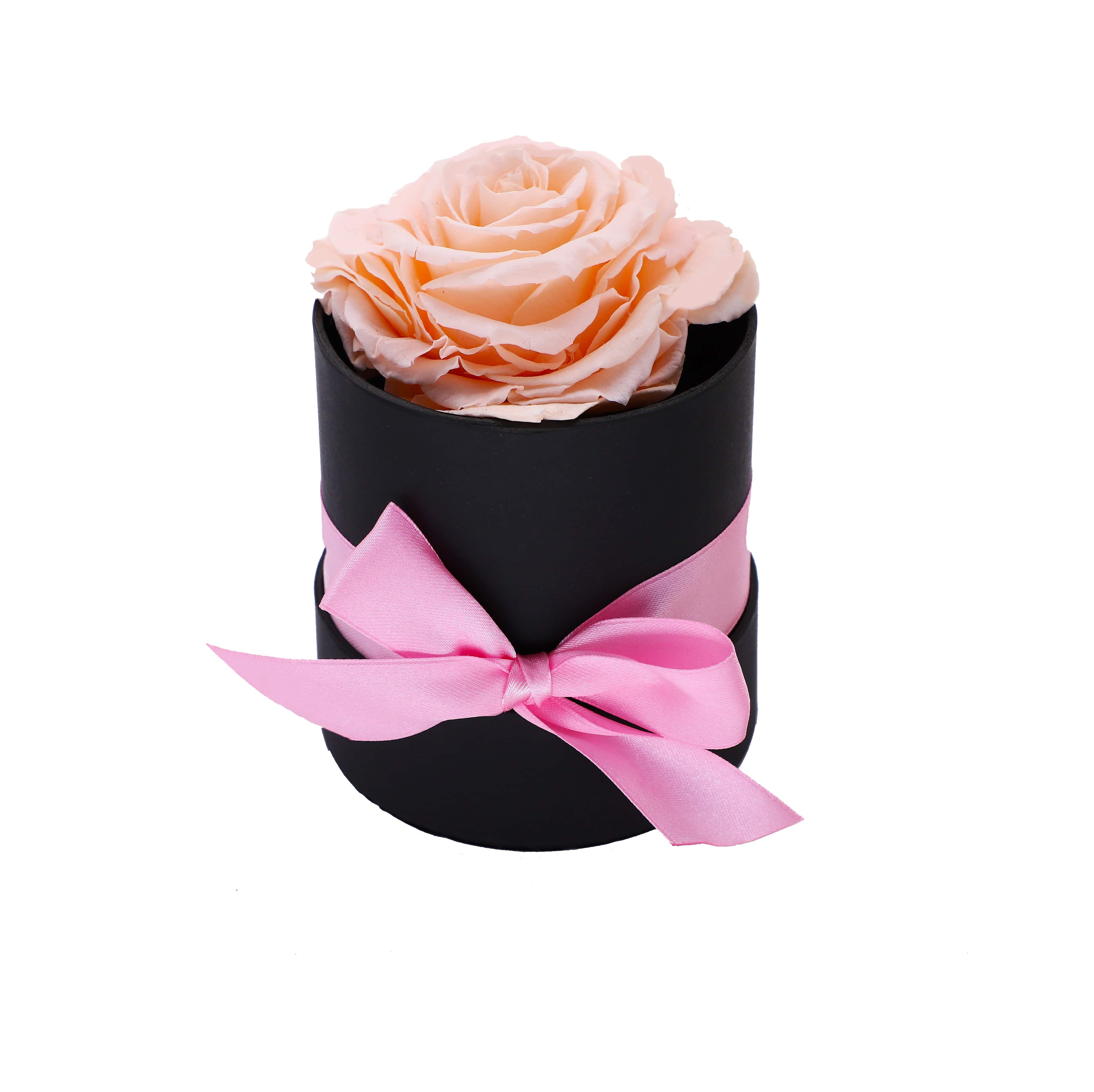 Light Pink Heart Shape Forever Rose in A Box - Black Gift Box